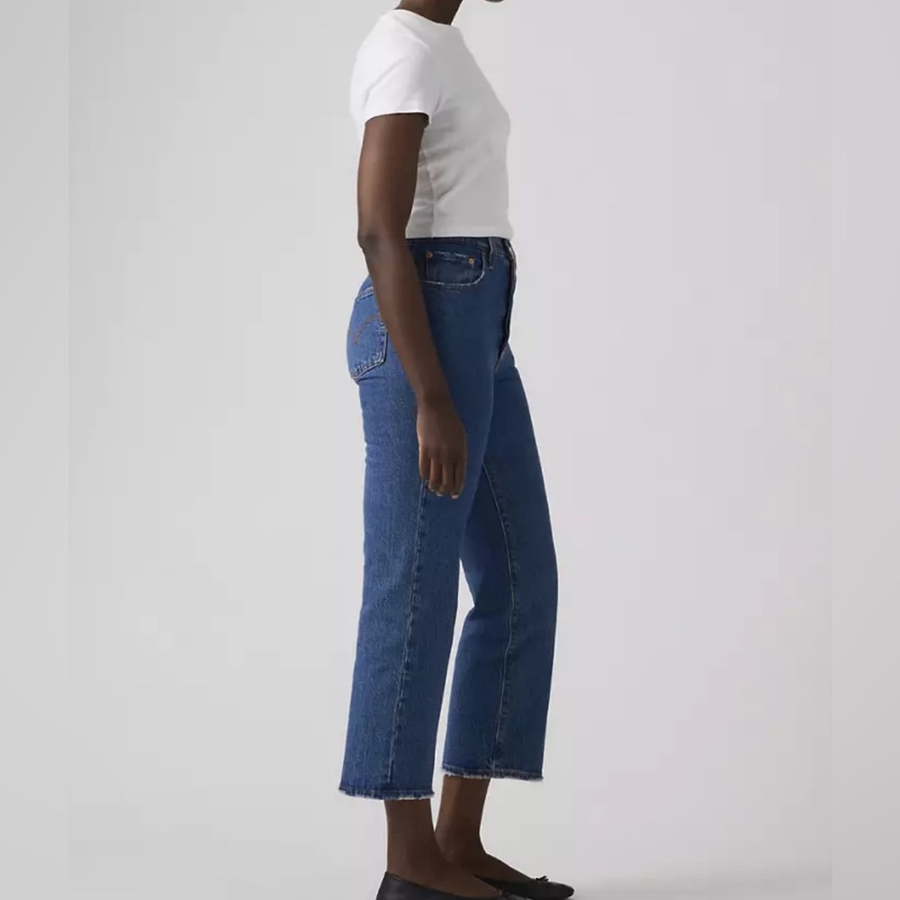 Levi’s Ribcage Straight Blue Jeans Ankle Size 31 High Rise Cropped Denim - Picture 3 of 11